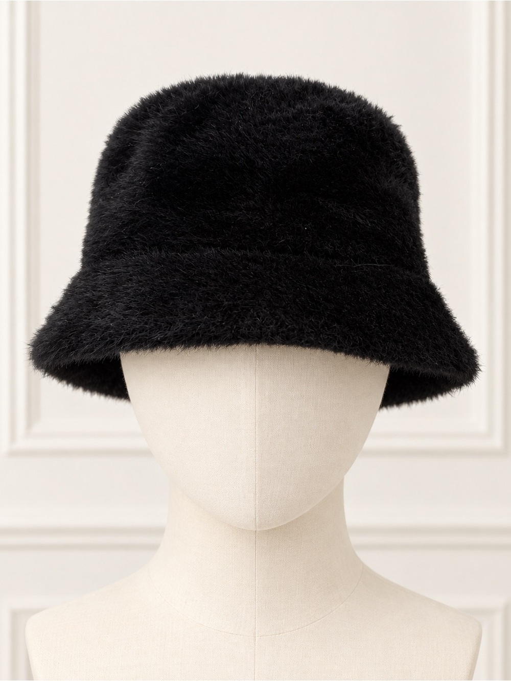 Faux Fur Bucket Hat - Black